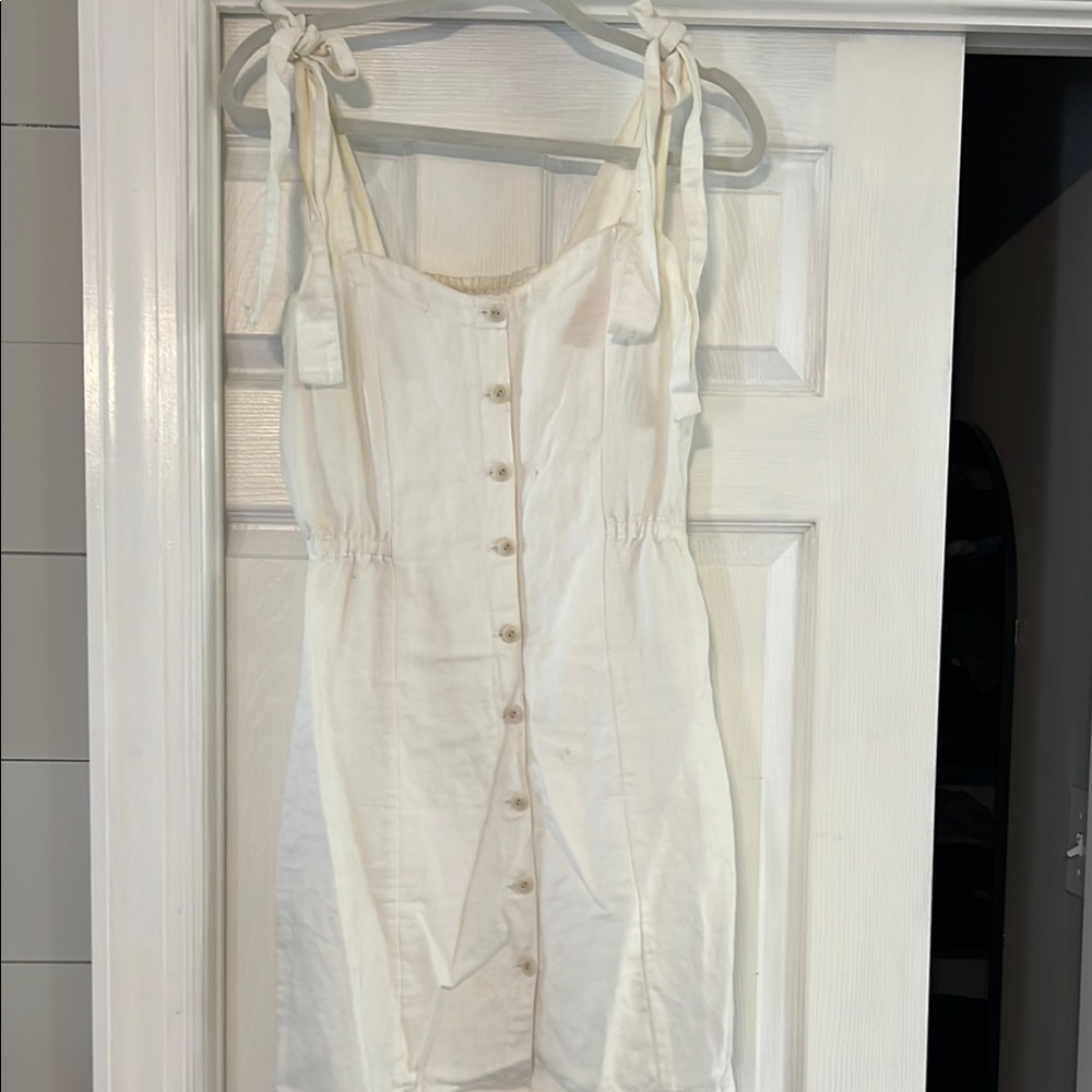 White Button-Down Dress with Tie Straps